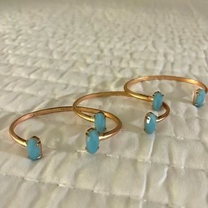 Three Kendra Scott Edie Rose Gold Cuff Bracelet turquoise frameless oval stones